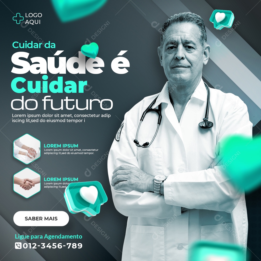 Social Media Clínica Médica Cuidar da Saúde é Cuidar do Futuro PSD Editável