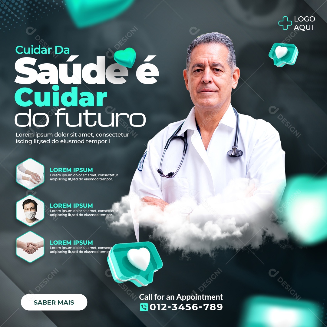 Social Media Clínica Médica Cuidar da Saúde PSD Editável