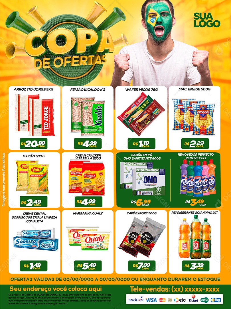 Encarte Copa de Ofertas Supermercado Social Media PSD Editável