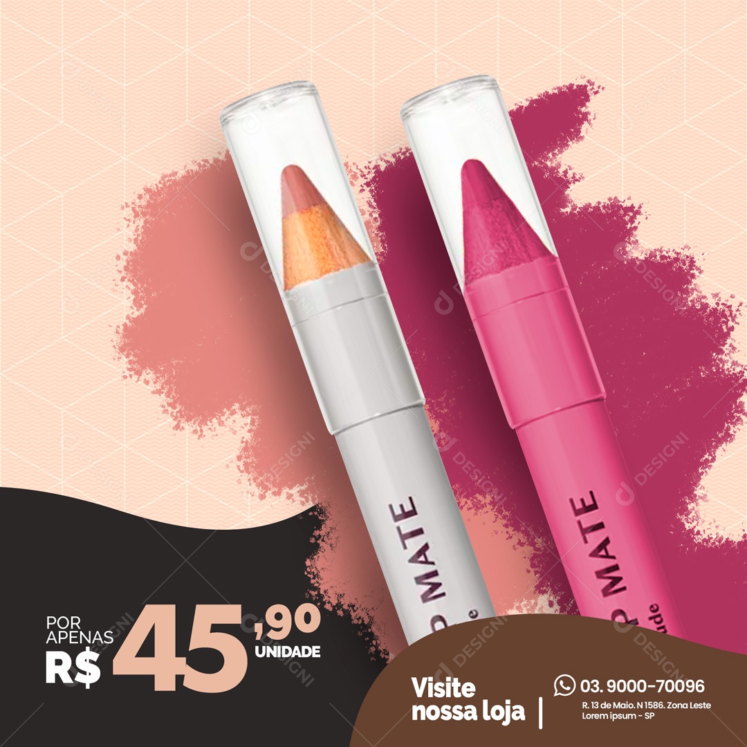 Visite Nossa Loja Maquiagem Make Up Social Media PSD Editável