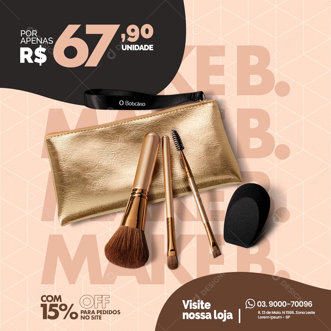 Visite Nossa Loja Maquiagem Make Up Social Media PSD Editável