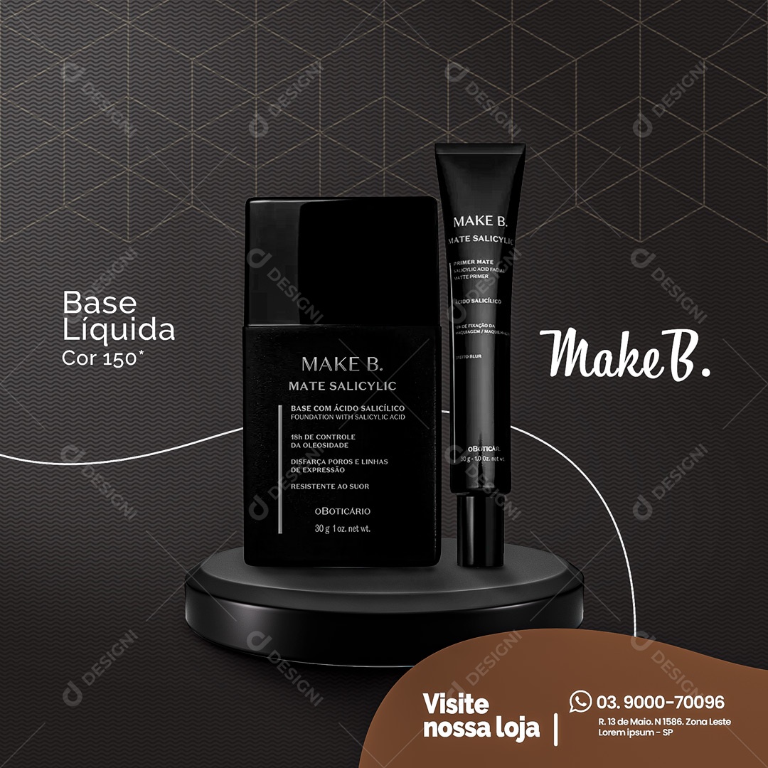 Base Líquida Make B. Visite Nossa Loja de Maquiagem Social Media PSD Editável