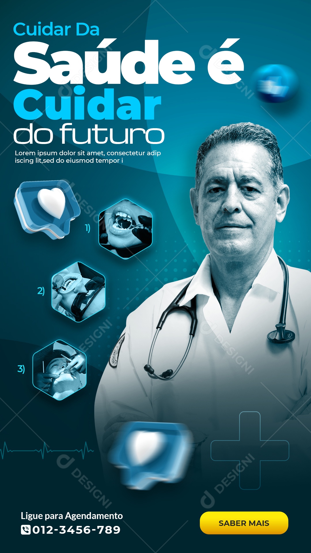 Social Media Clínica Médica Cuidar da Saúde é Cuidar do Futuro PSD Editável