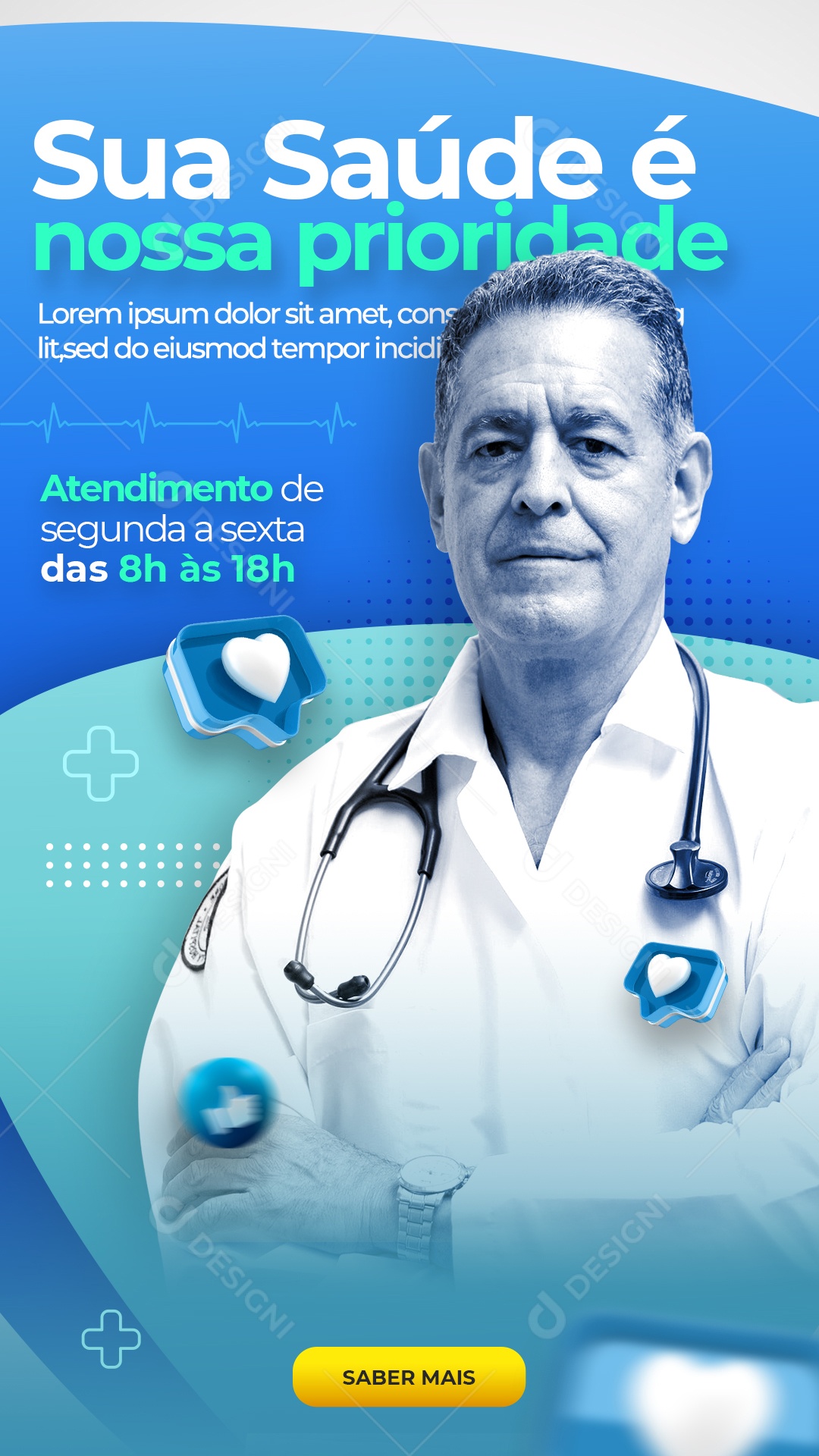 Social Media Clínica Médica Sua Saúde é Nossa Prioridade PSD Editável