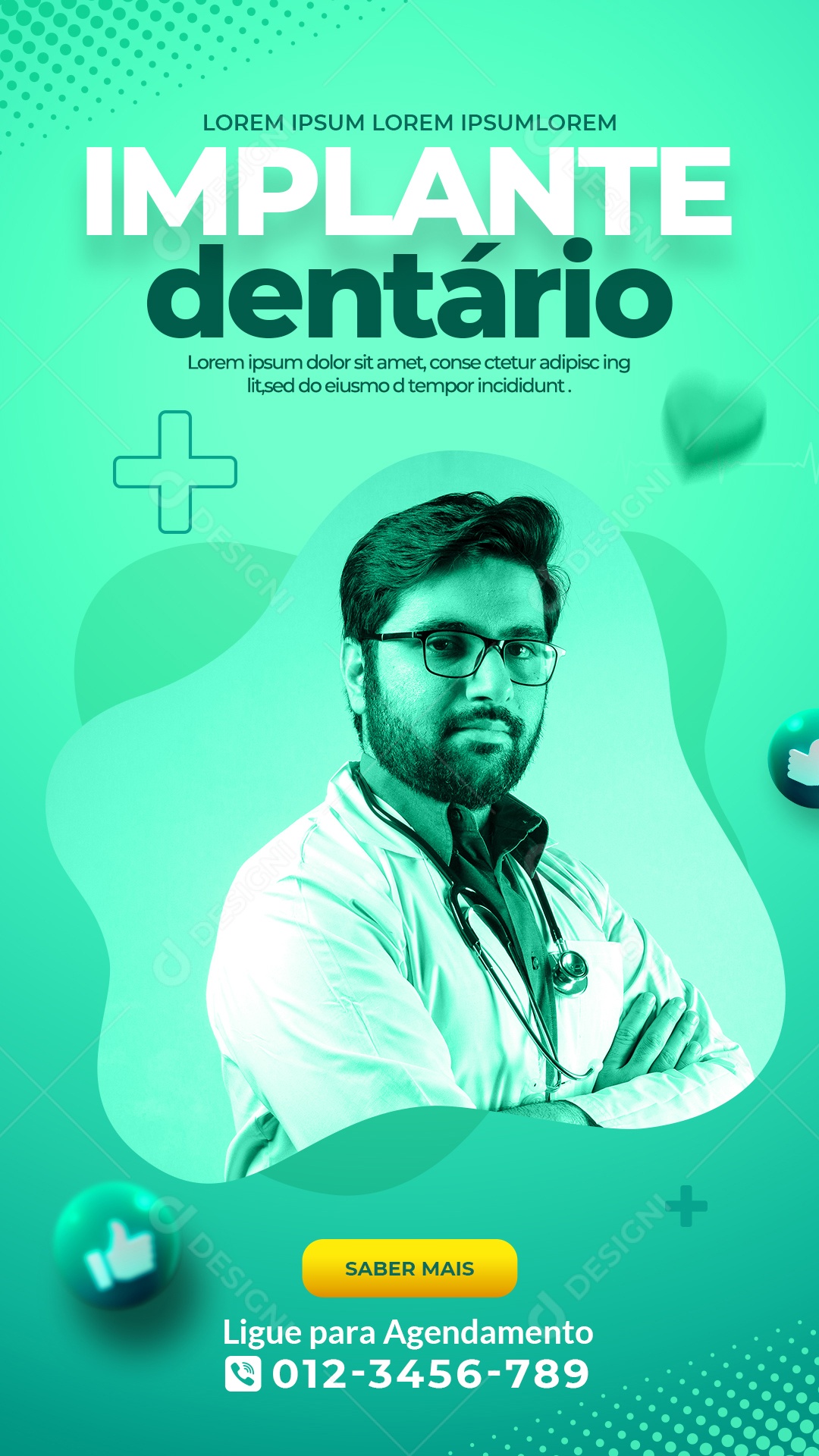 Social Media Odontologia Implante Dentário PSD Editável