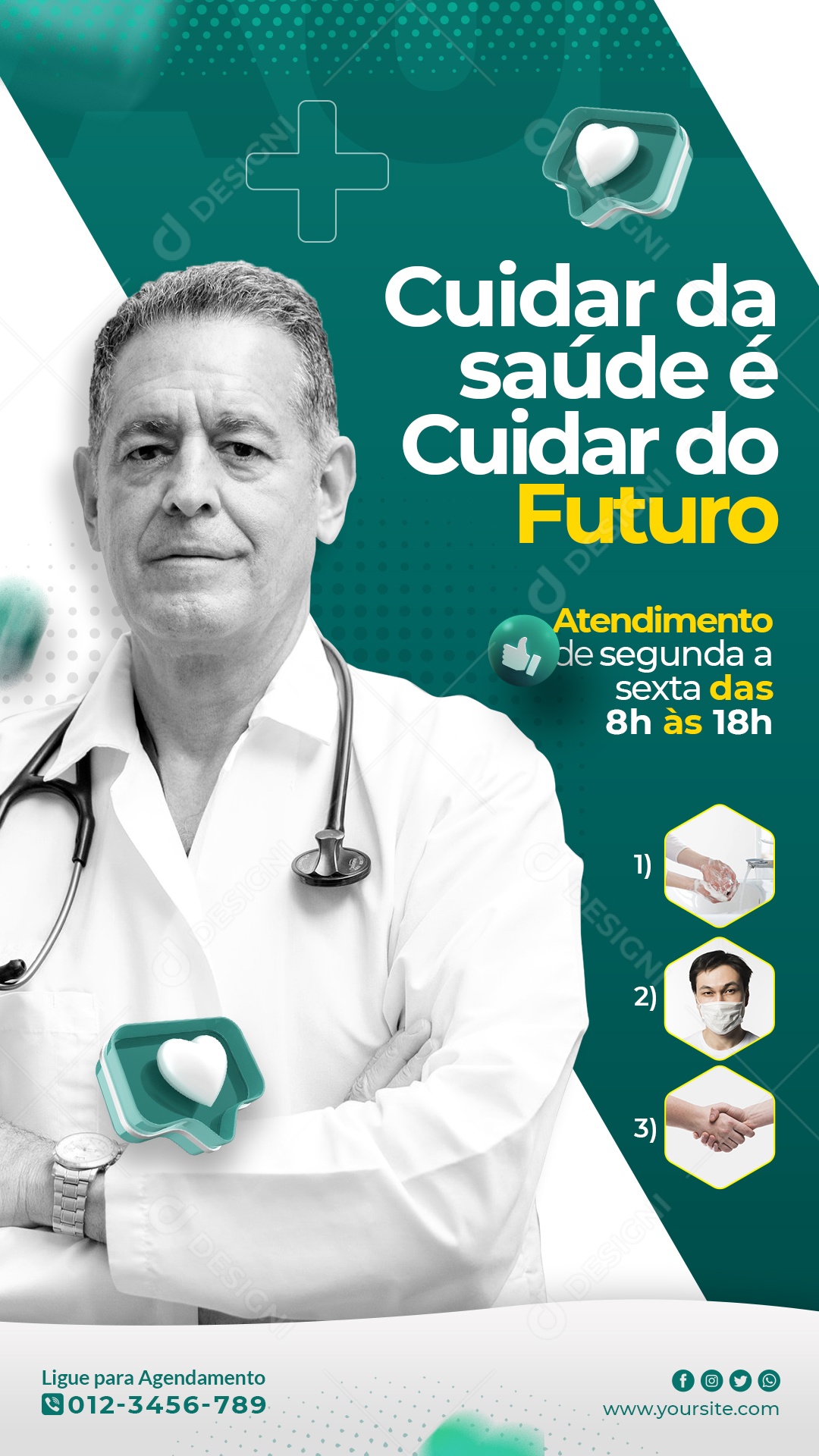 Social Media Clínica Médica Cuidar da Saúde é Cuidar do Futuro PSD Editável