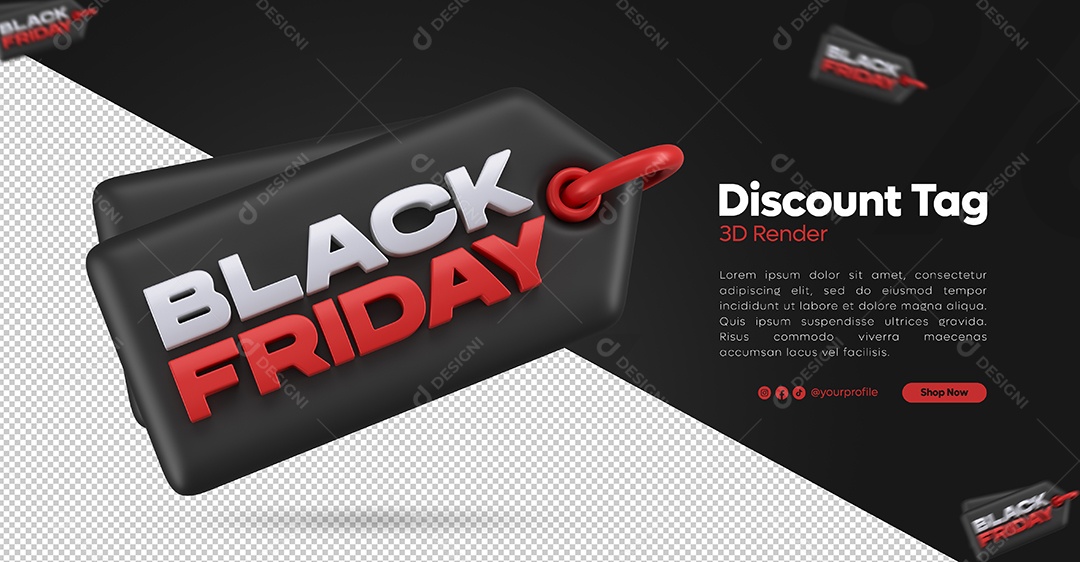 Black Friday Selo 3D Preto para Composição PSD