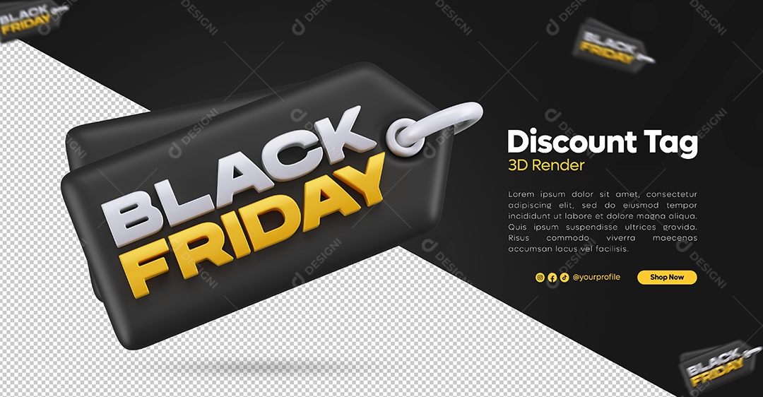 Black Friday Selo 3D Preto para Composição PSD