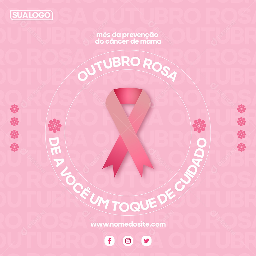 Social Media Outubro Rosa Toque de Cuidado Vetor EPS Editável