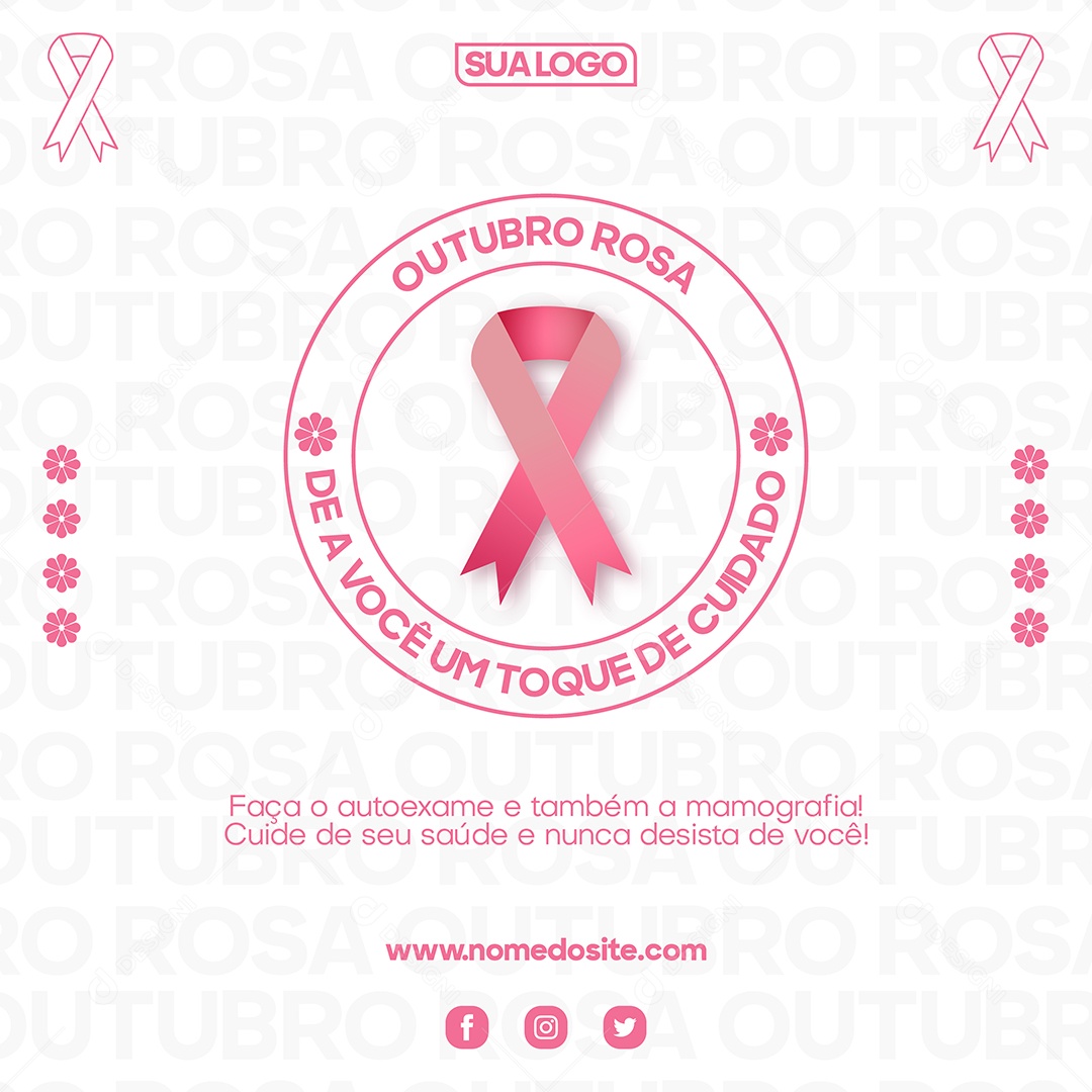 Social Media Outubro Rosa Toque de Cuidado Vetor EPS Editável