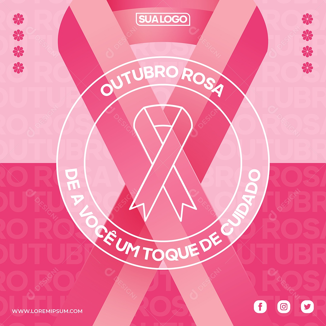 Social Media Outubro Rosa Toque de Cuidado Vetor EPS Editável