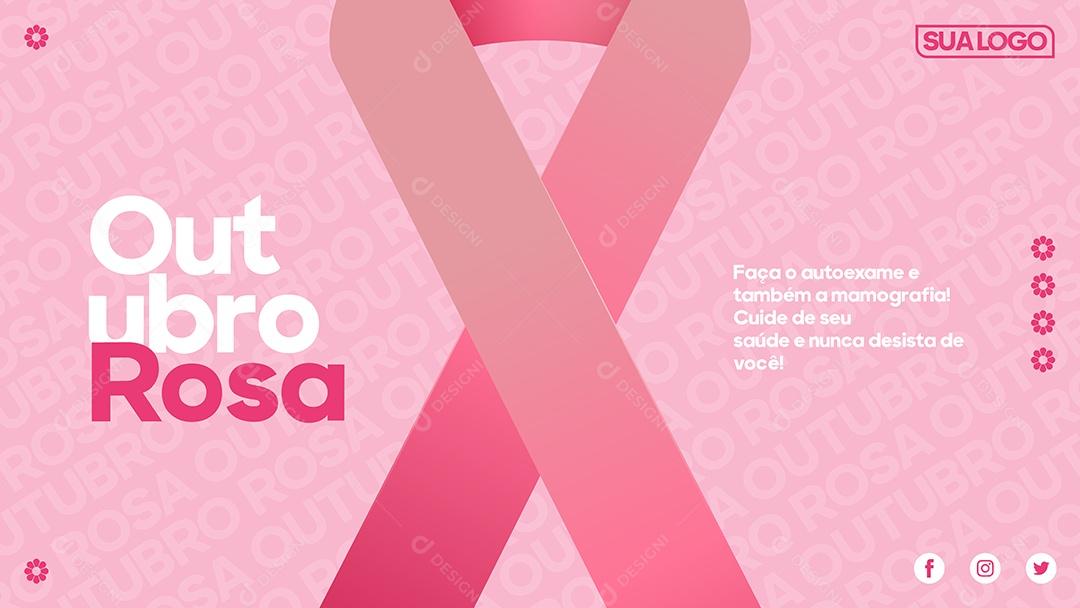 Social Media Banner Outubro Rosa Faça o Autoexame Vetor EPS Editável