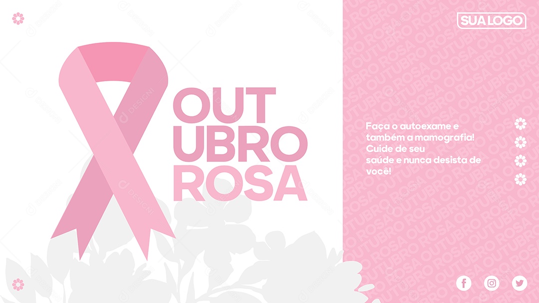 Social Media Banner Outubro Rosa Faça o Autoexame Vetor EPS Editável