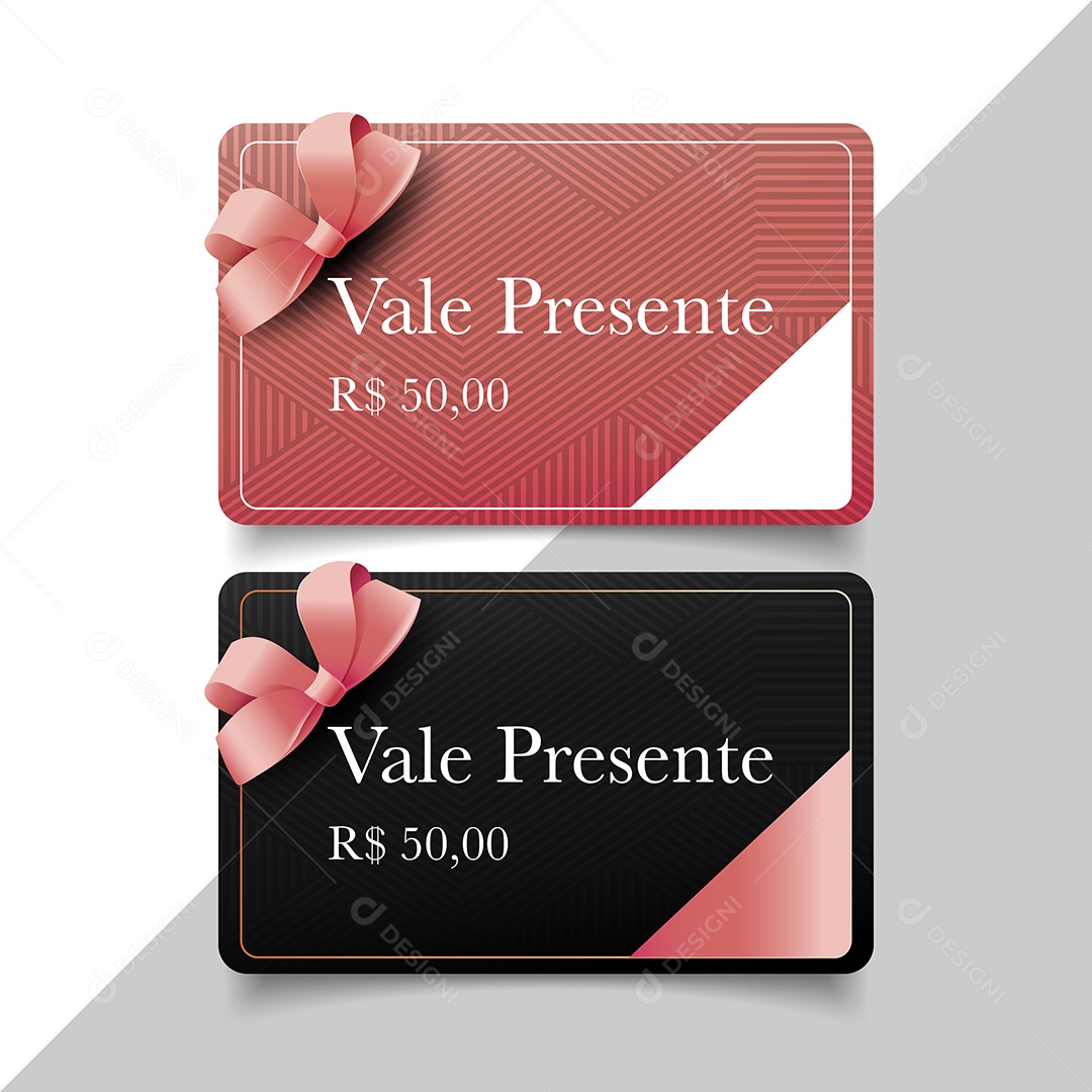Modelo de Comprovante Voucher Vale Presente R$50,00 Vetor EPS Editável