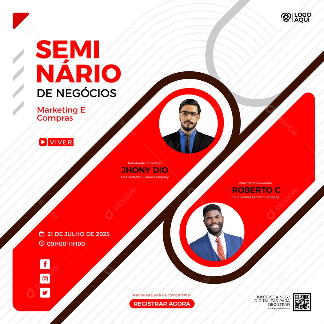 Social Media Marketing Digital Seminário de Negócios Vetor EPS Editável