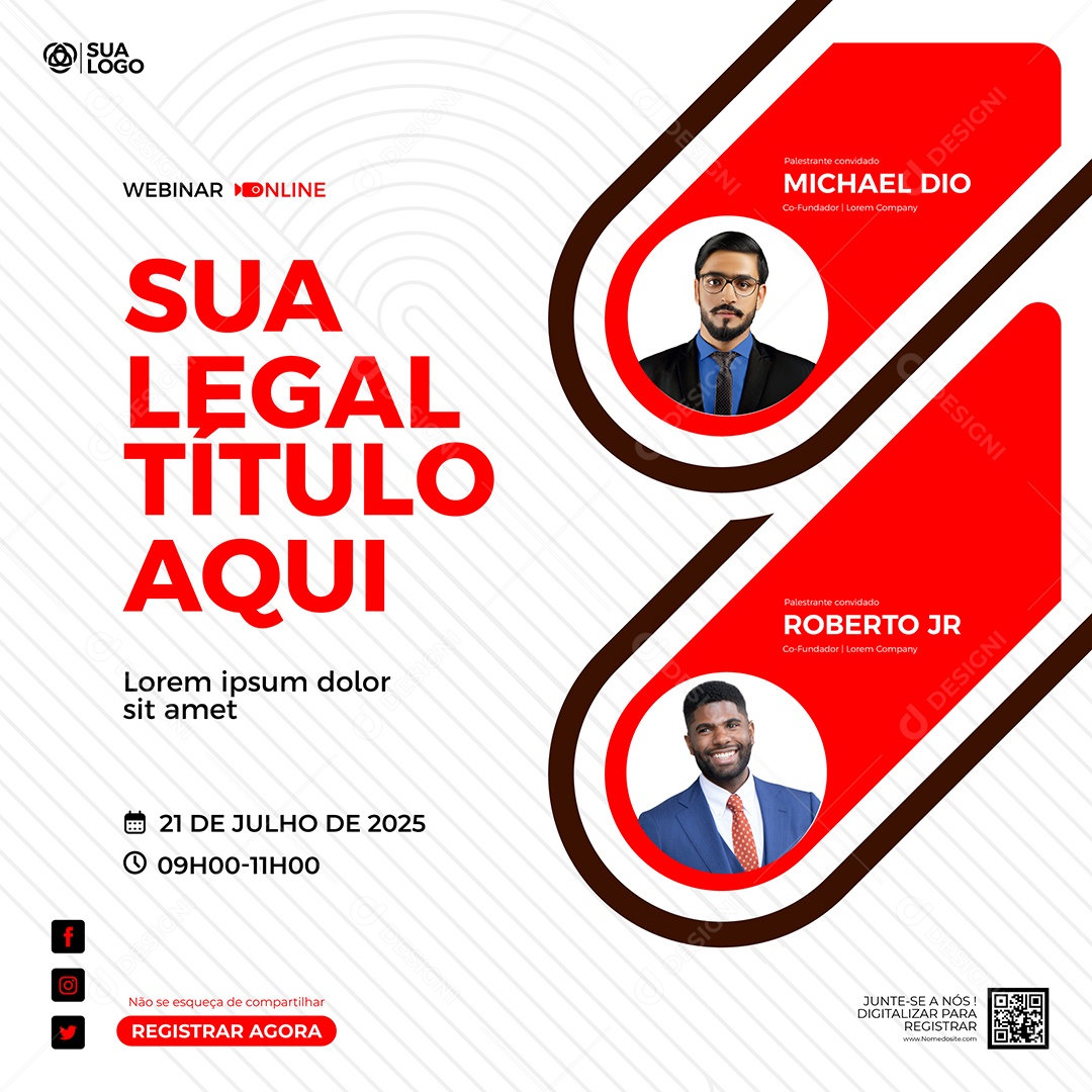 Social Media Webinar Marketing Digital Vetor EPS Editável