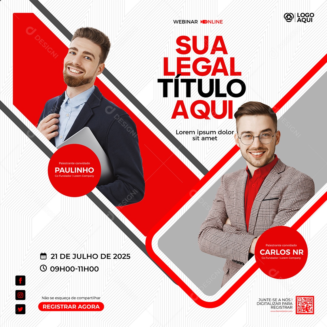 Social Media Webinar Marketing Digital Vetor EPS Editável