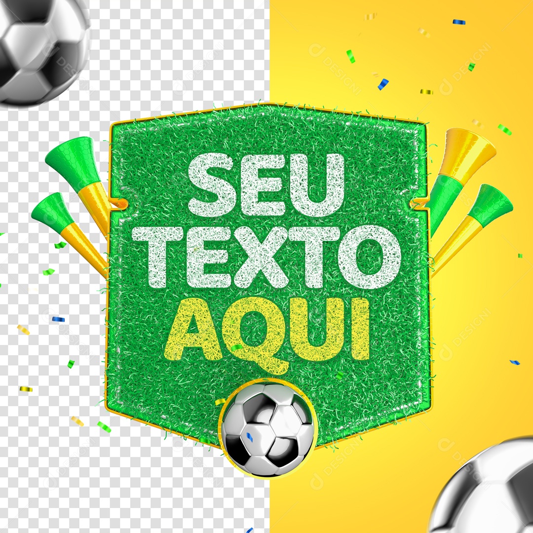 Elemento 3D Campo de Futebol Gramado PSD Editável