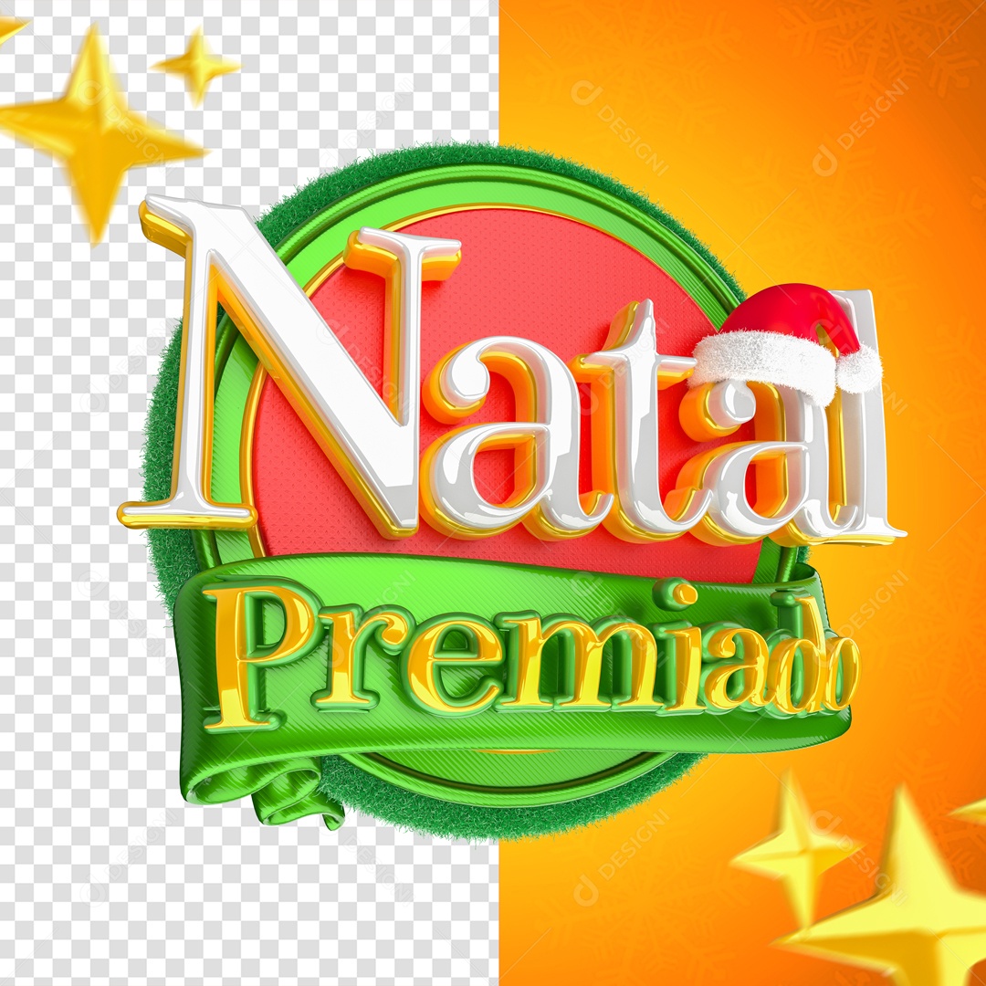 Selo 3D Natal Premiado Para Composição PSD