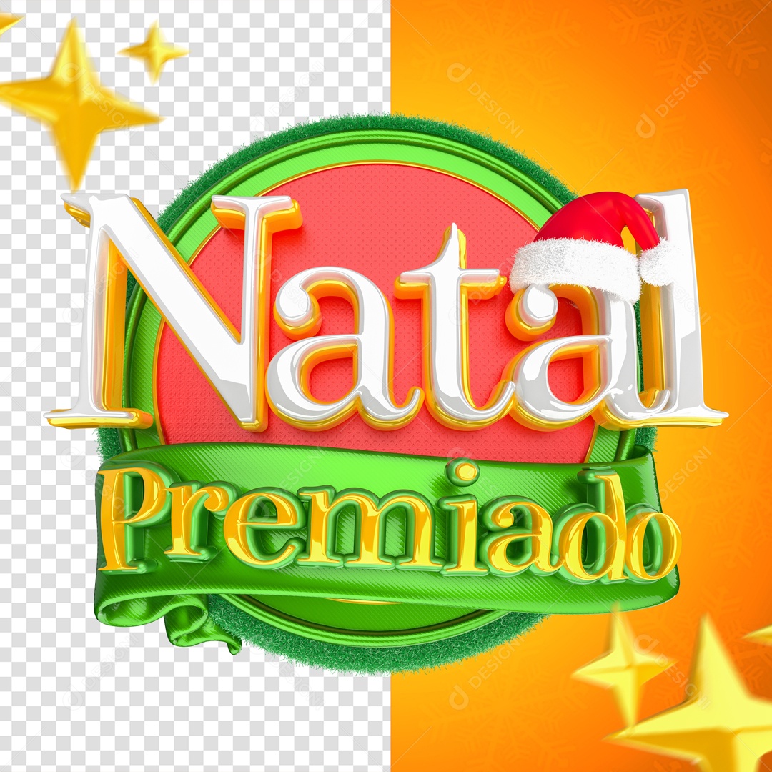 Selo 3D Natal Premiado Para Composição PSD