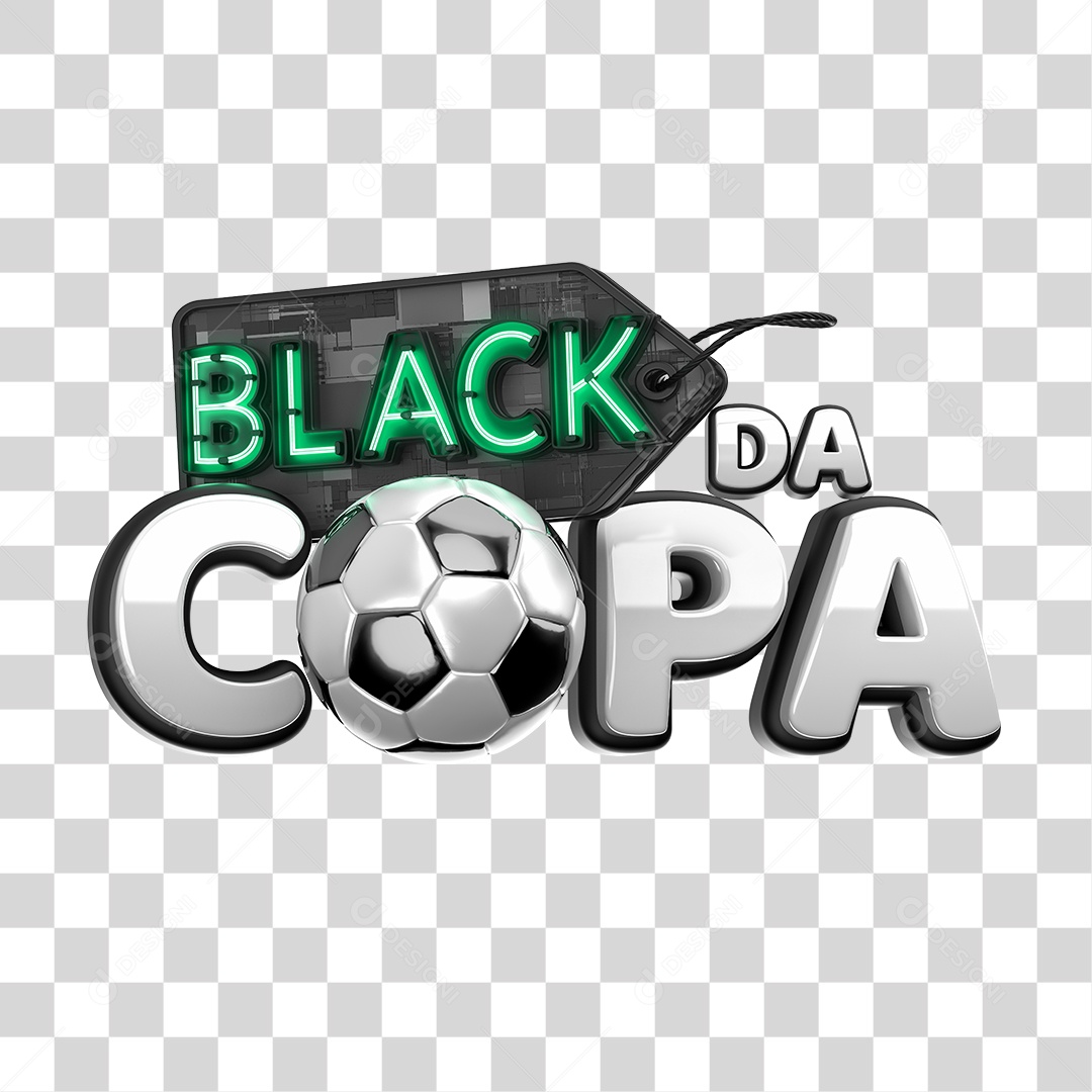 Selo 3D Black Copa Para Composição PNG Transparente