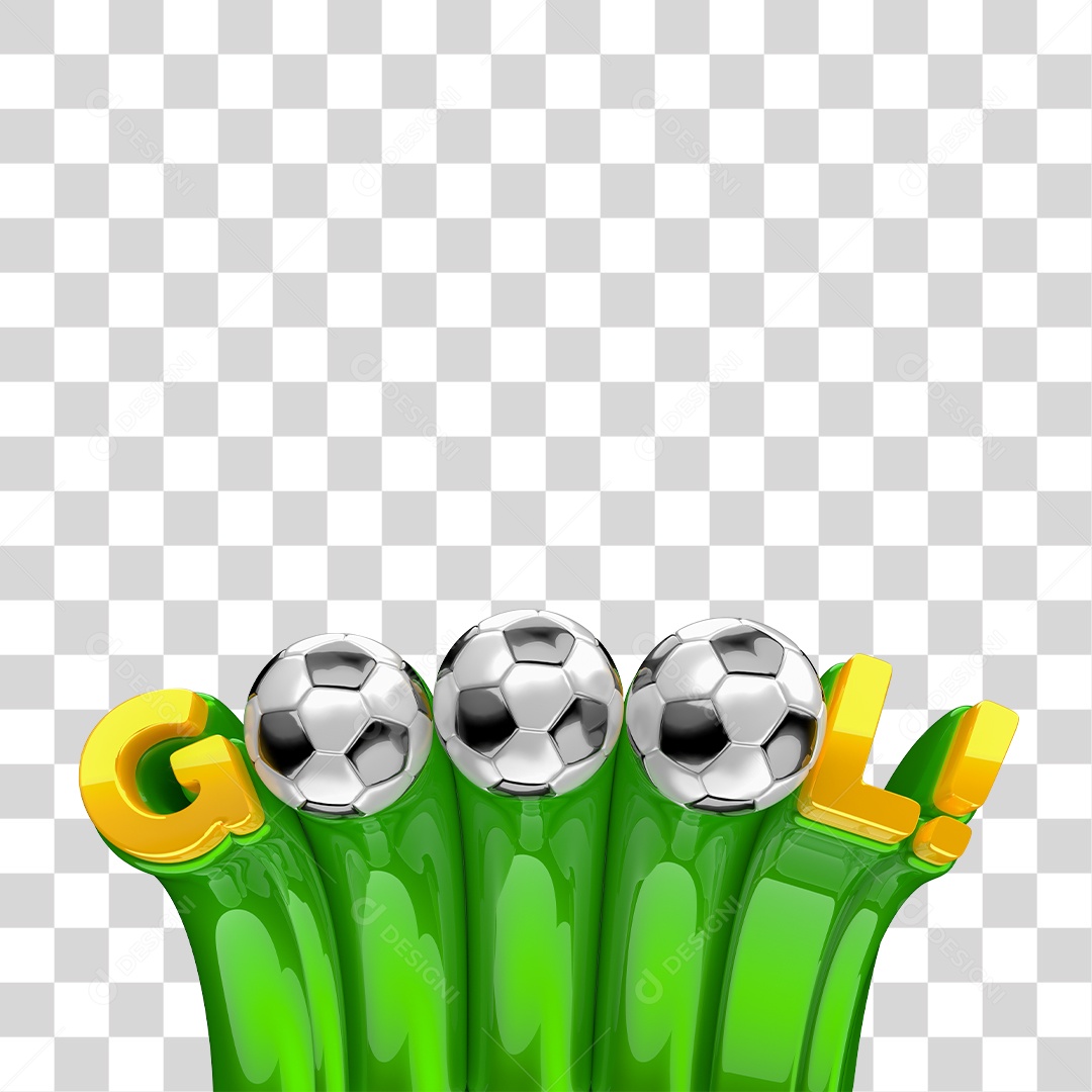 Selo 3D Gol Para Composição Conceito de Copa do Mundo PNG