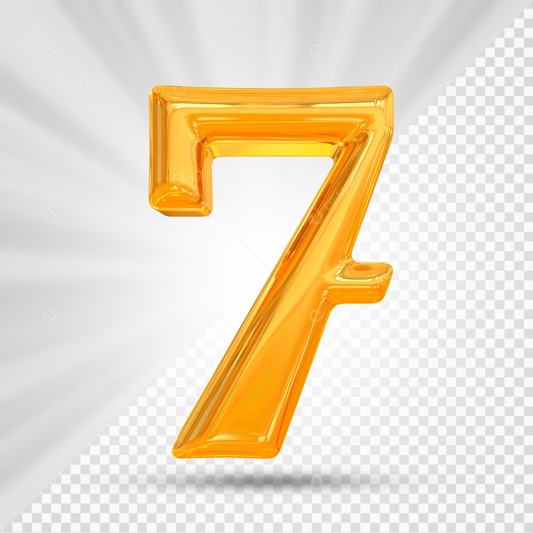 Número 7 Dourado Elemento 3D Para composição PSD