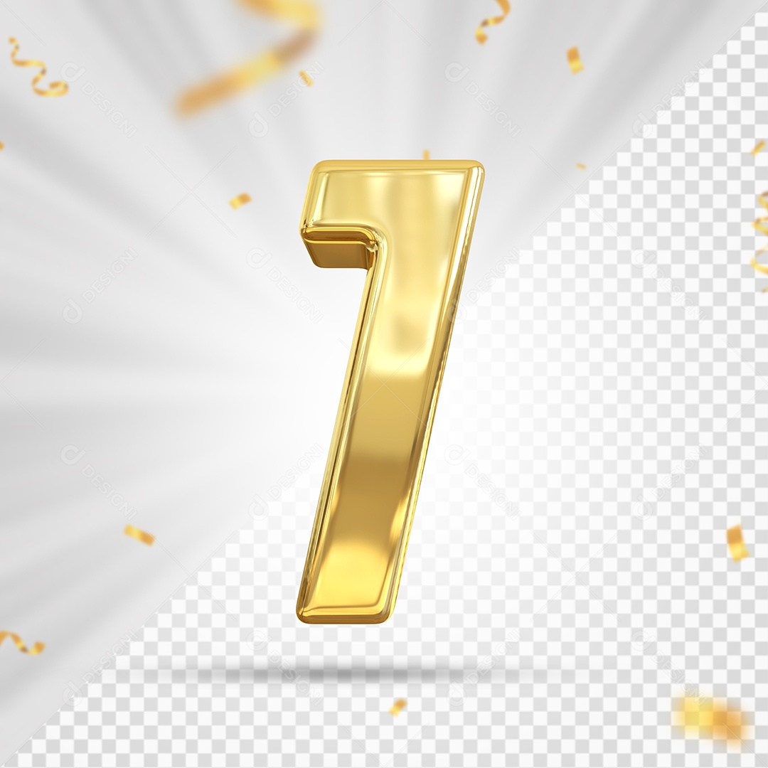 Número 1 Dourado Elemento 3D Para composição PSD