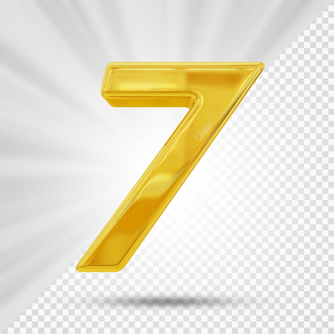 Número 7 Dourado Elemento 3D Para composição PSD