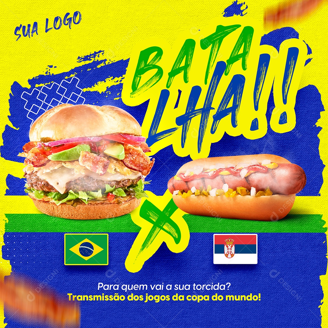 Hamburguer Batalha Para Quem Vai a Sua Torcida Social Media PSD Editável