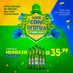 Super Copa Ofertas Cerveja Heineken Cervejaria Social Media PSD Editável