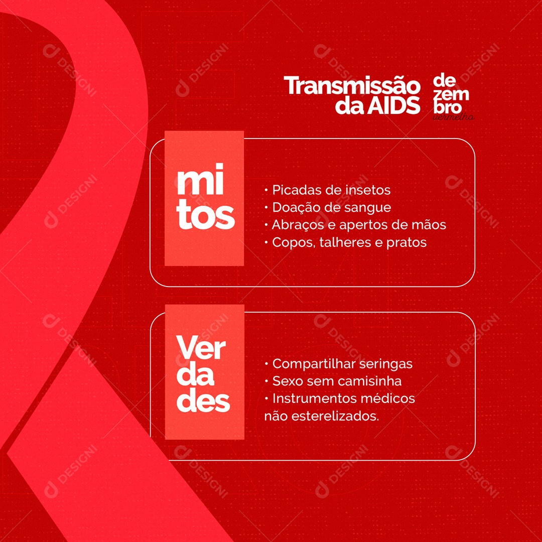 Transmissão da AIDS Dezembro Vermelho Social Media PSD Editável