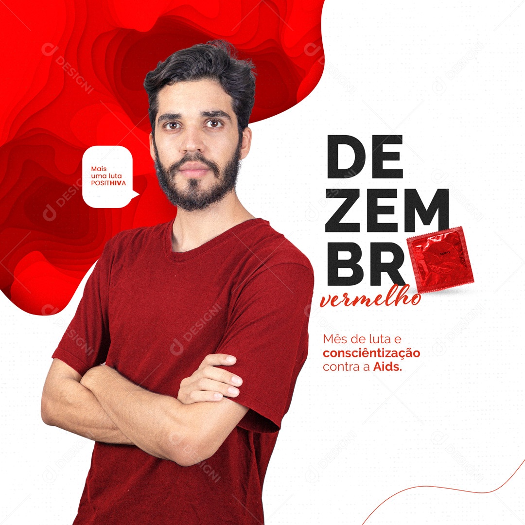 Mês de Luta e Conscientização Contra a AIDS Dezembro Vermelho Social Media PSD Editável
