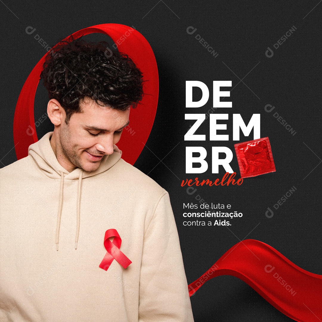 AIDS Fight and Awareness Month Red December Social Media Editable PSD