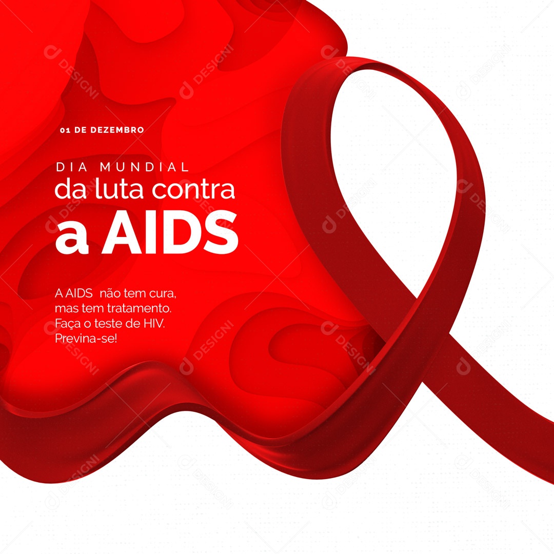 Dia Mundial da Luta Contra AIDS Dezembro Vermelho Social Media PSD Editável