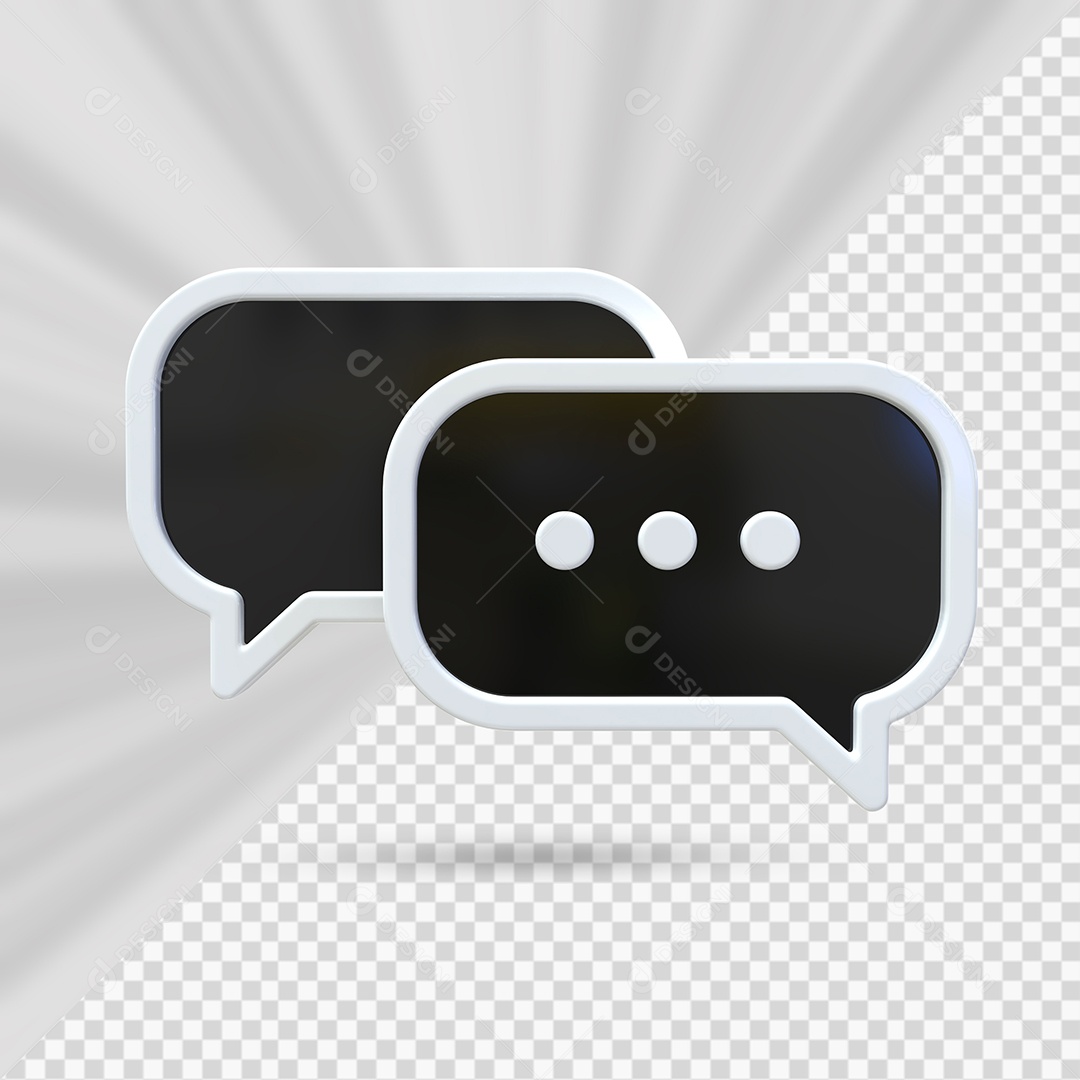 Caixa de Mensagem Preto e Branco Elemento 3D para Composição PSD