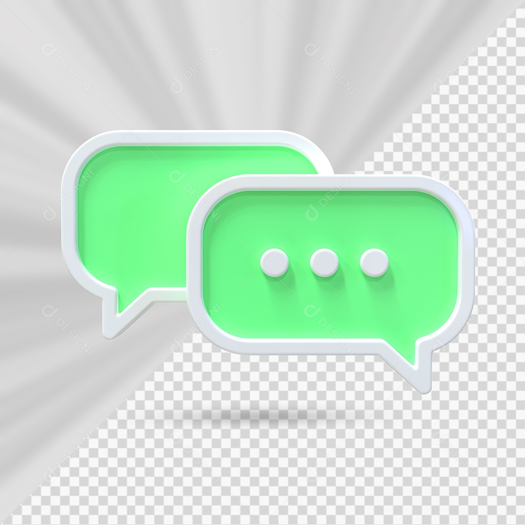 Caixa de Mensagem Verde e Branco Elemento 3D para Composição PSD