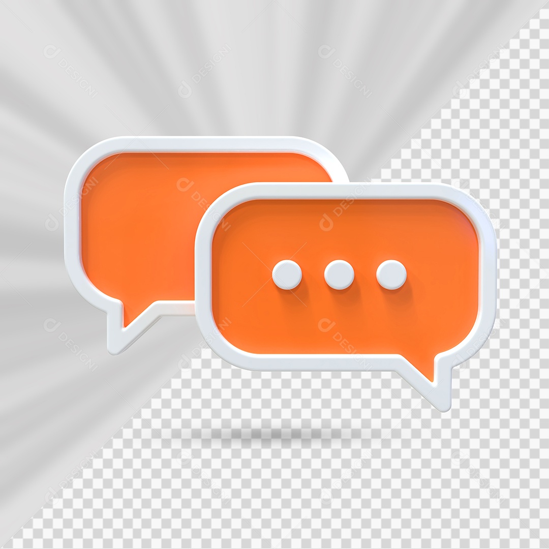 Orange and White Message Box 3D Element for Compositing PSD