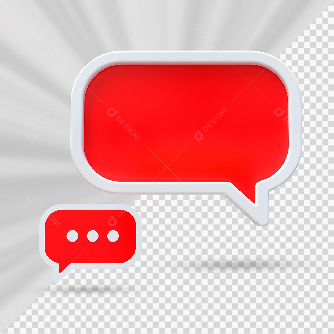 Caixa de Mensagem Vermelho e Branco Elemento 3D para Composição PSD