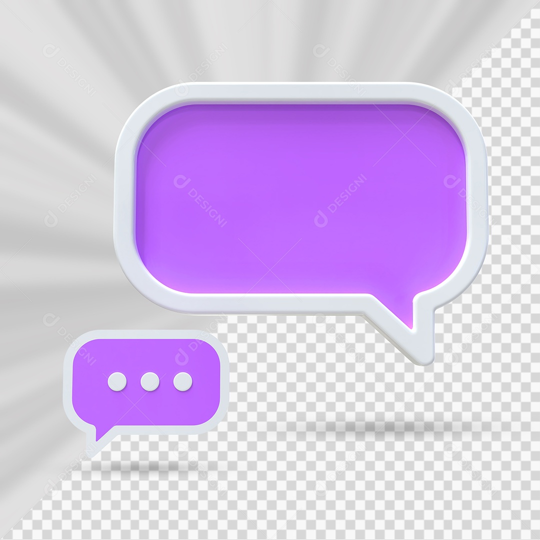 Caixa de Mensagem Roxo e Branco Elemento 3D para Composição PSD