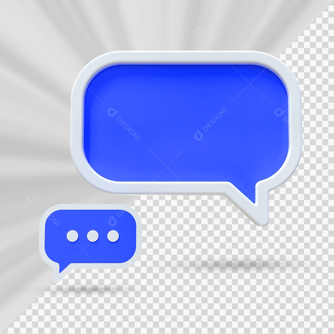 Caixa de Mensagem Azul Escuro e Branco Elemento 3D para Composição PSD