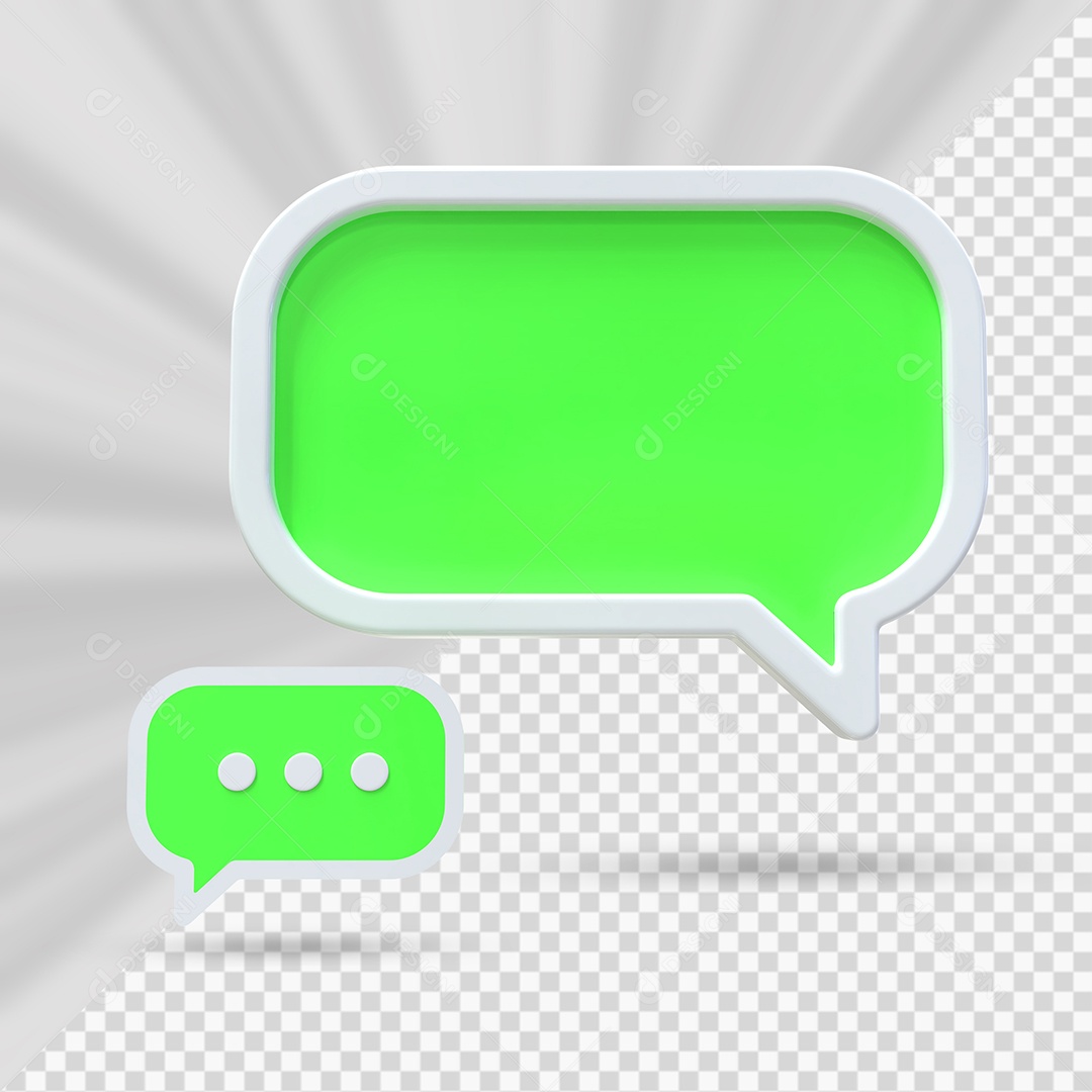 Caixa de Mensagem Verde e Branco Elemento 3D para Composição PSD