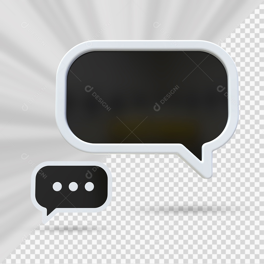 Caixa de Mensagem Preto e Branco Elemento 3D para Composição PSD
