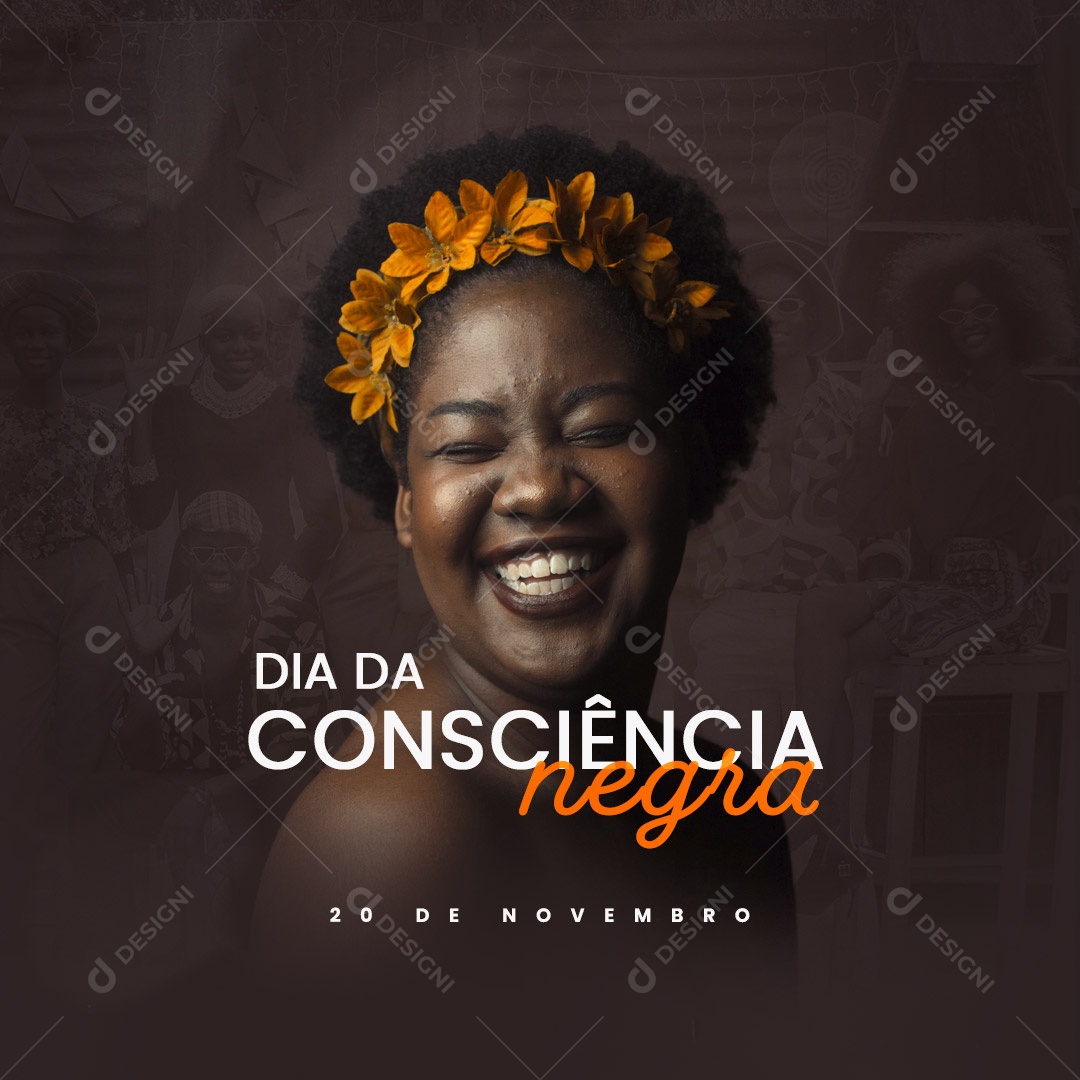 Dia da Consciência Negra 20 de Novembro Respeito não tem Cor tem Consciência Social Media PSD Editável