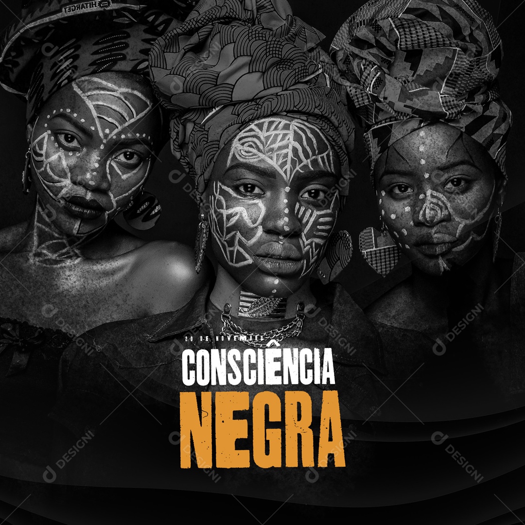 Dia da Consciência Negra 20 de Novembro Movimento Negro Unificado Contra a Discriminação Racial Social Media PSD Editável