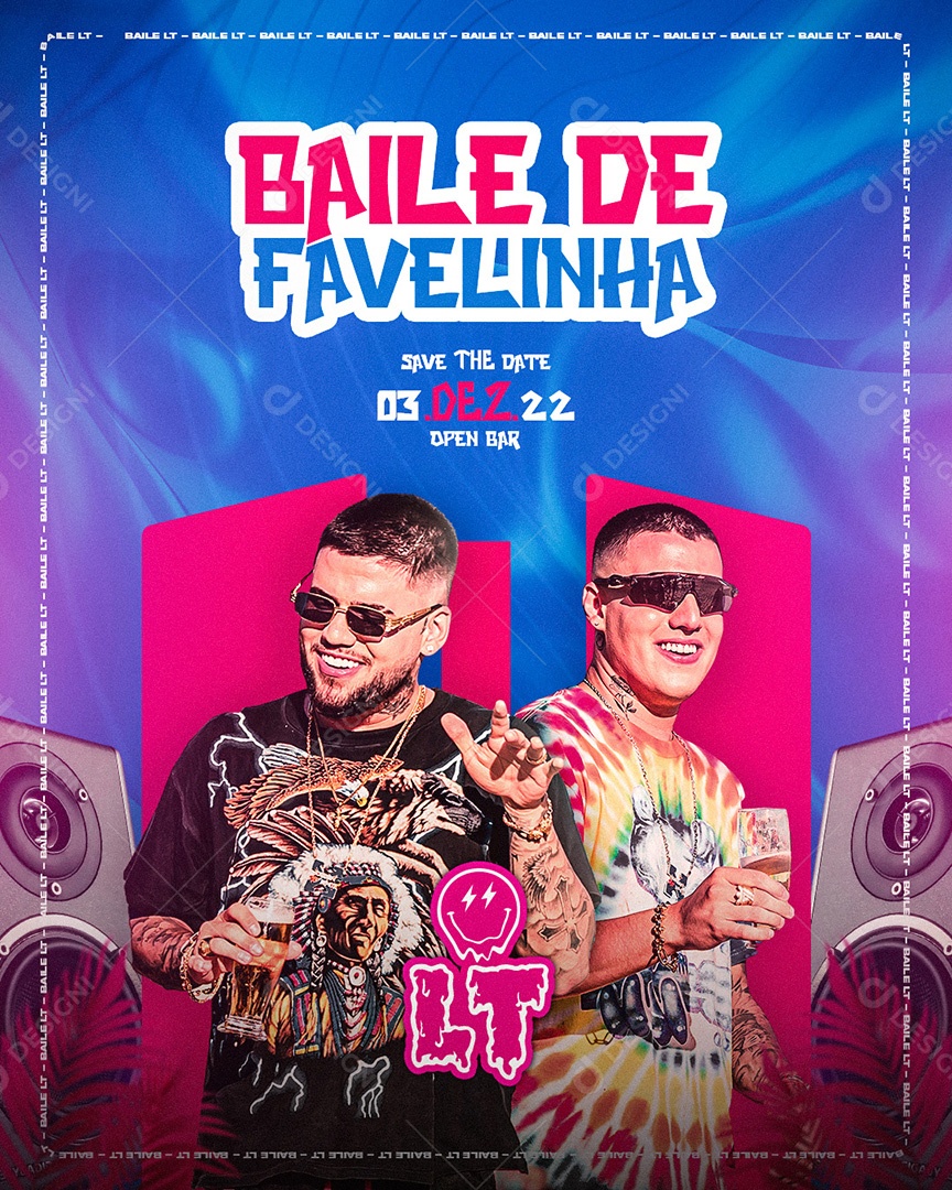 Flyer Baile de Favela Funk Social Media PSD Editável