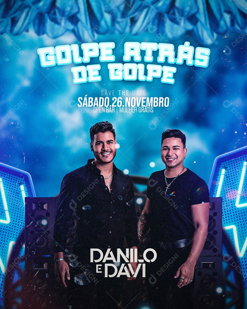 Flyer Golpe Atrás de Golpe Danilo e Davi Social Media PSD Editável