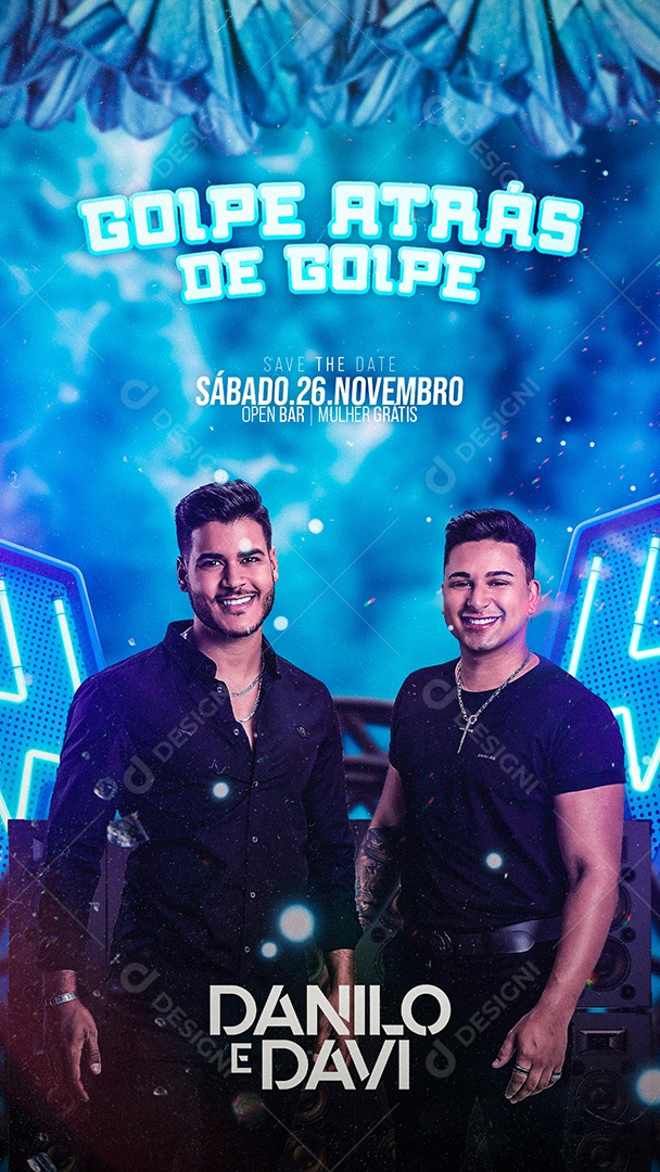 Flyer Golpe Atrás de Golpe Danilo e Davi Story Social Media PSD Editável
