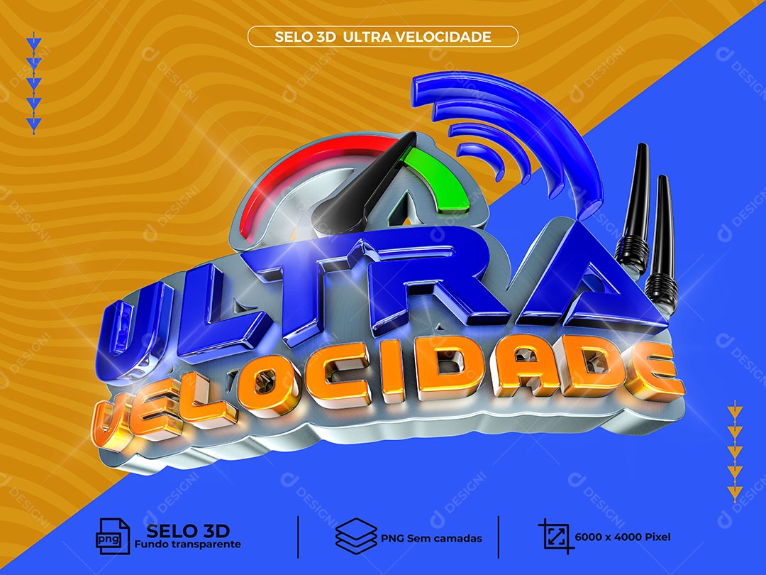 Ultra Velocidade Selo 3D para Composição PNG Transparente