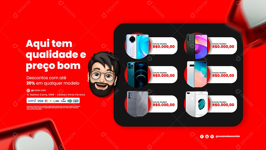 Anúncio de Mercado Aqui tem Qualidade e Preço Bom Celulares PSD Editável